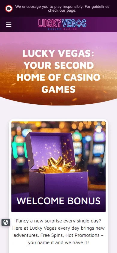 Lucky Vegas promotions area on a mobile device