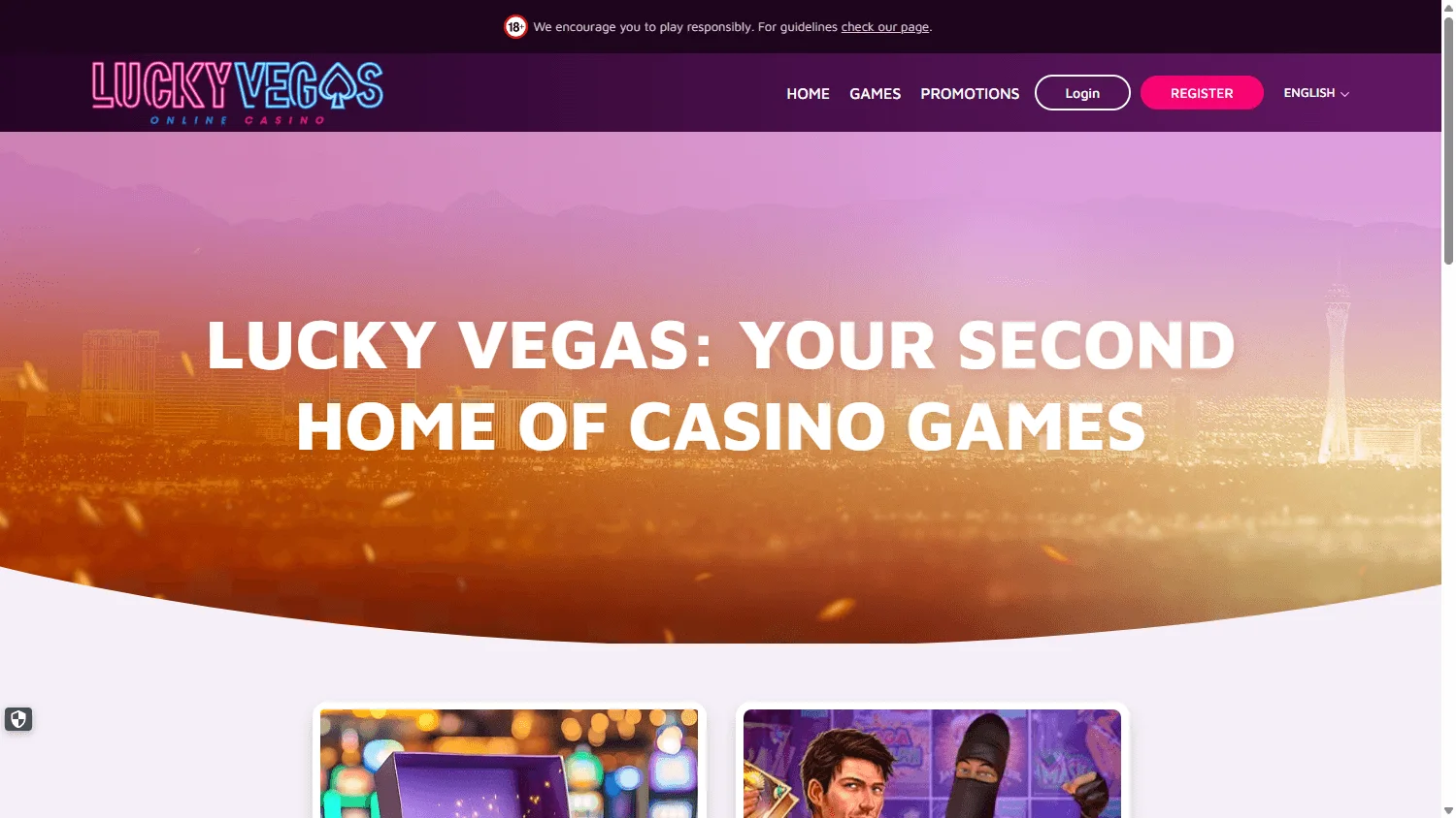Lucky Vegas promotions area on a desktop screen